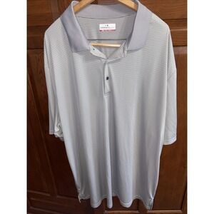 Men's Grand Slam Performance 3XLT Polo Style Silky Golf Shirt Gray White Striped